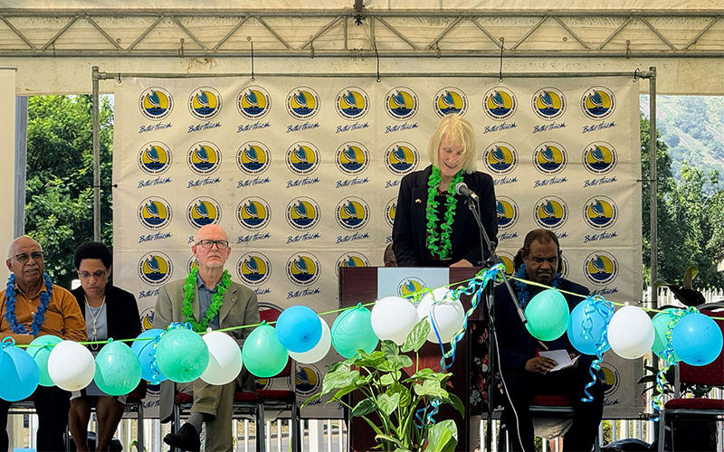 British High Commissioner Her Excellency Ms Anne Macro gives speech at the opening of refurbished laboratories in Papua New Guinea.